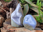 Polished and Natural Blue Lace Agate Standing Display Pieces x 2 From Nsanje, Malawi - Toprock Gemstones and Minerals 