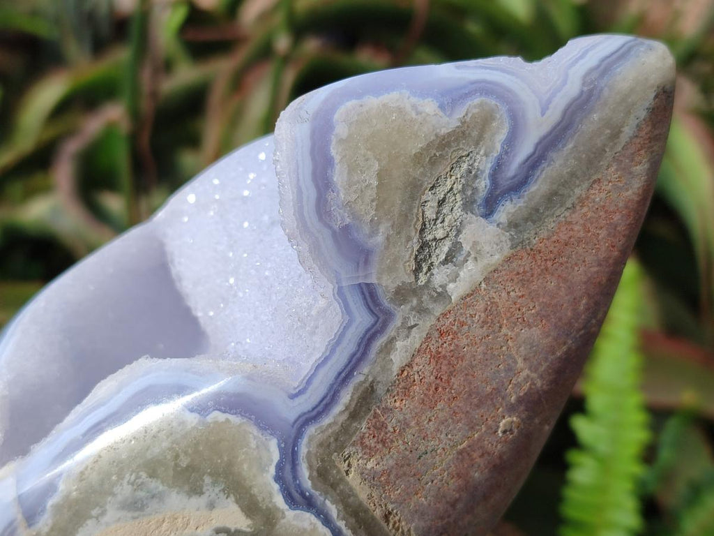 Polished and Natural Blue Lace Agate Standing Display Pieces x 2 From Nsanje, Malawi - Toprock Gemstones and Minerals 