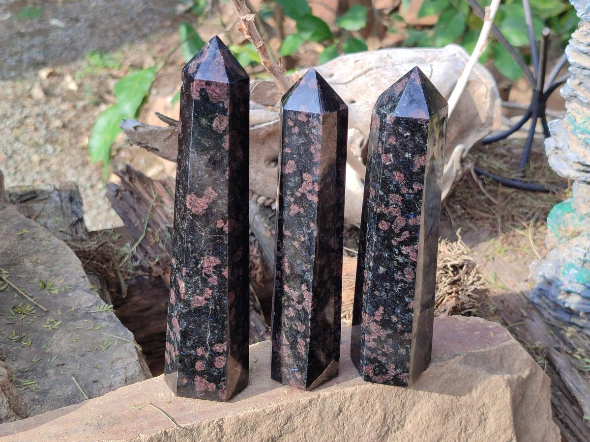 Polished Blue Speck Iolite Water Sapphire Display Crystals x 3 From Ambatofinandrahana, Madagascar - Toprock Gemstones and Minerals 