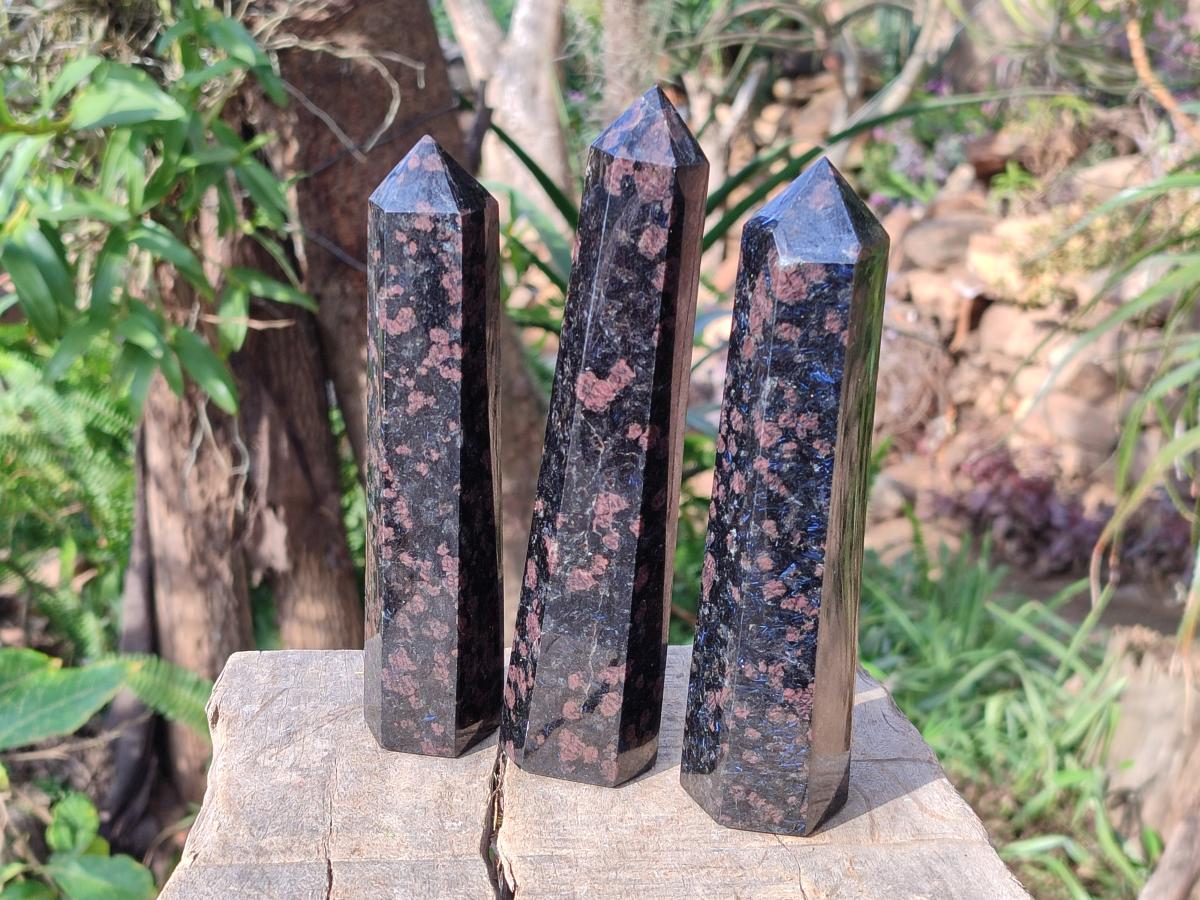Polished Blue Speck Iolite Water Sapphire Display Crystals x 3 From Ambatofinandrahana, Madagascar - Toprock Gemstones and Minerals 