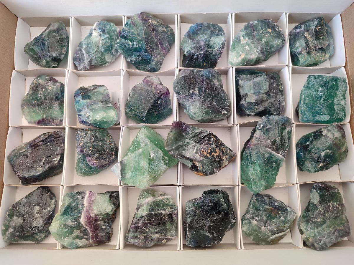 Natural Watermelon Fluorite Cobbed Specimens x 24 From Uis, Namibia - Toprock Gemstones and Minerals 