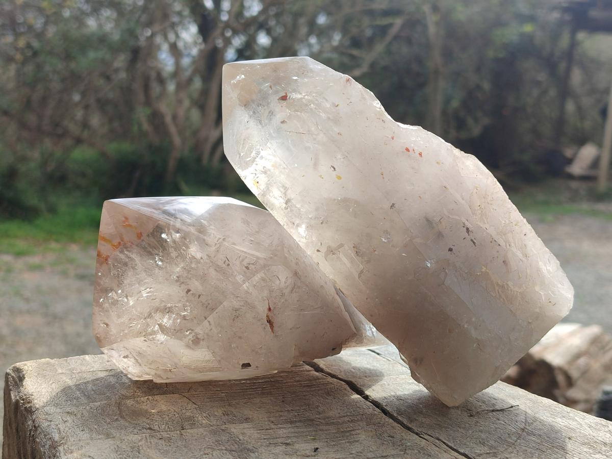 Natural Mix of Smokey Angolan Quartz Crystals with Polished Terminations x 2 From Angola - Toprock Gemstones and Minerals 