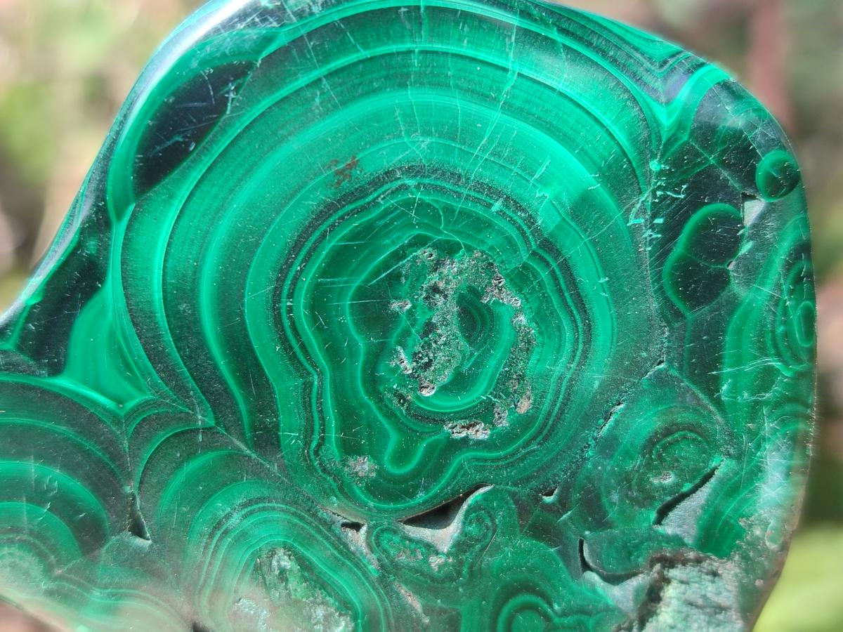 Polished and Natural Flower Banded Malachite Free Forms x 6 From Congo - Toprock Gemstones and Minerals 