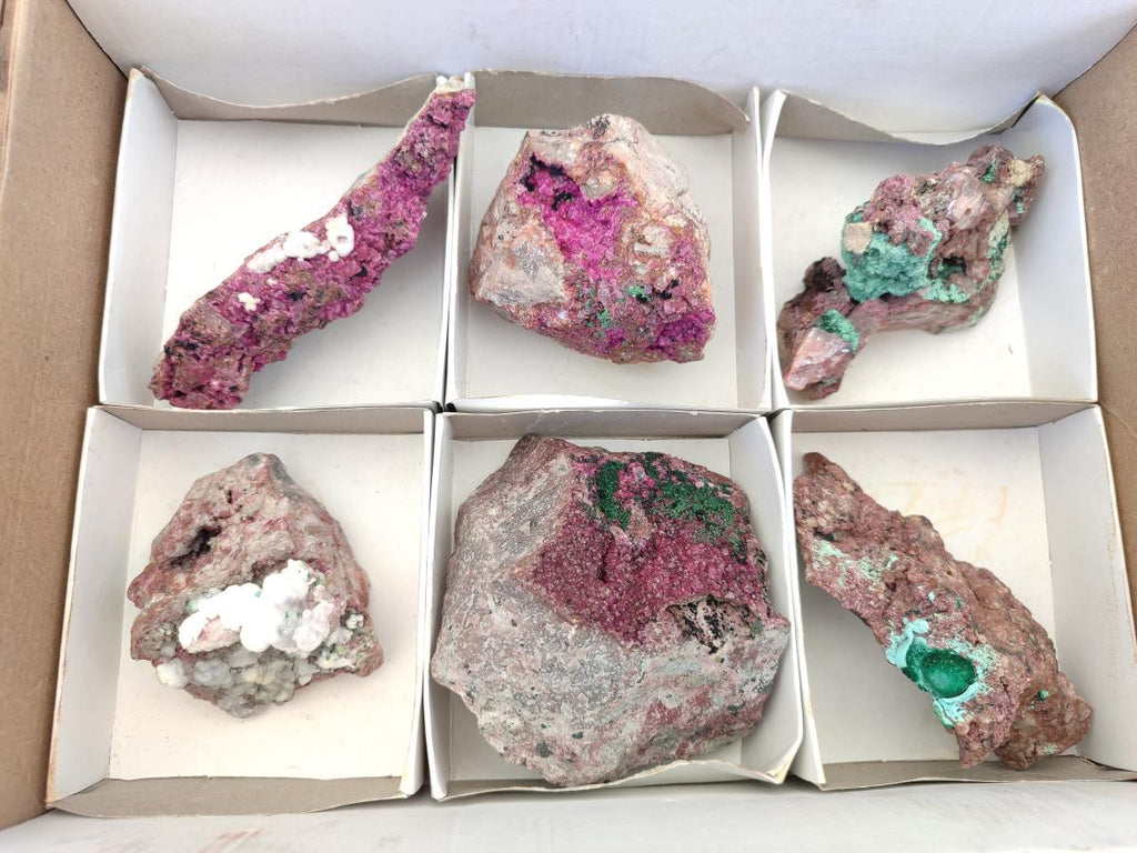 Natural Salrose Cobaltoan Dolomite Specimens with Associated Minerals x 6 From Kakanda, Congo - Toprock Gemstones and Minerals 