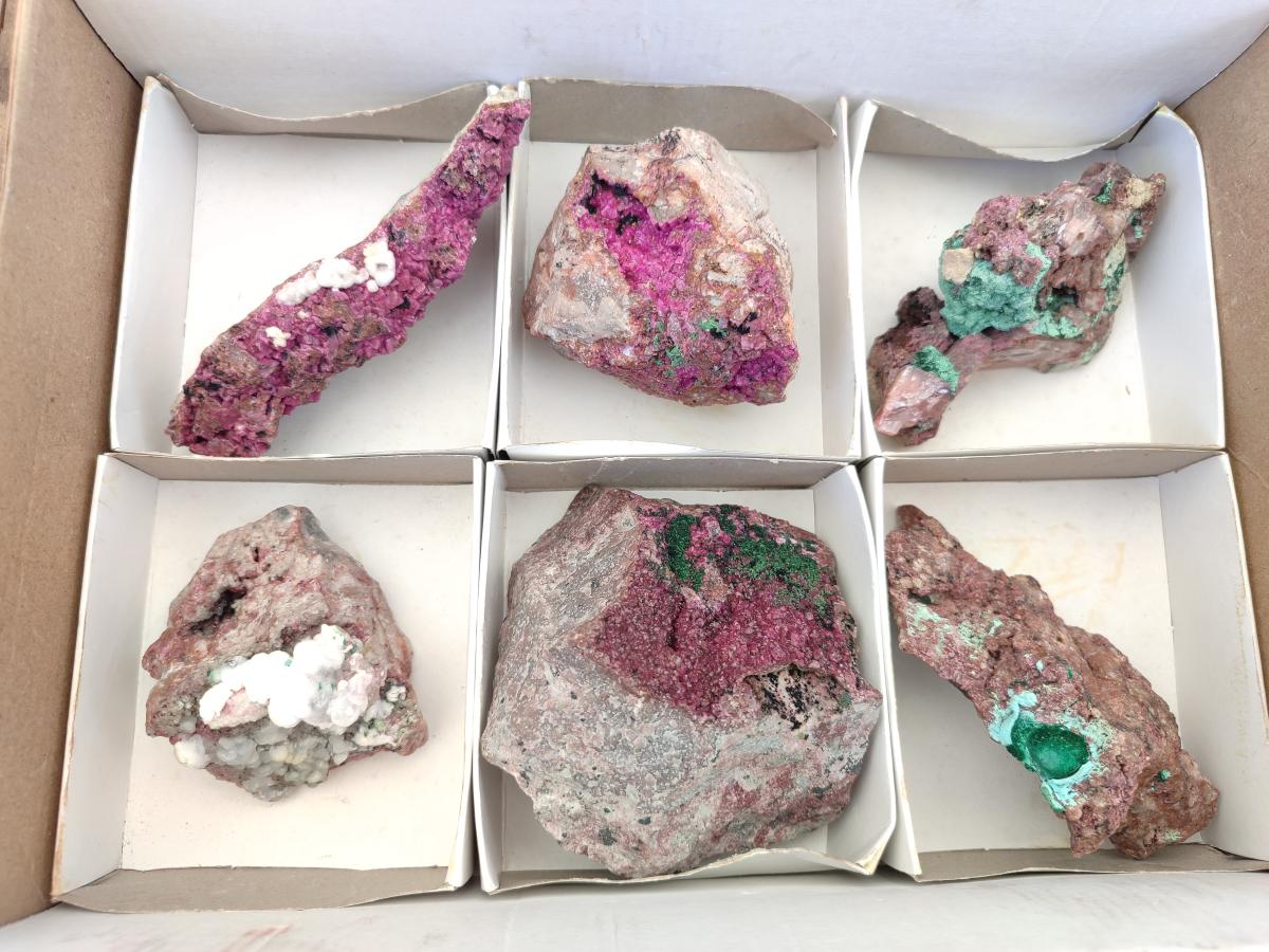 Natural Salrose Cobaltoan Dolomite Specimens with Associated Minerals x 6 From Kakanda, Congo - Toprock Gemstones and Minerals 