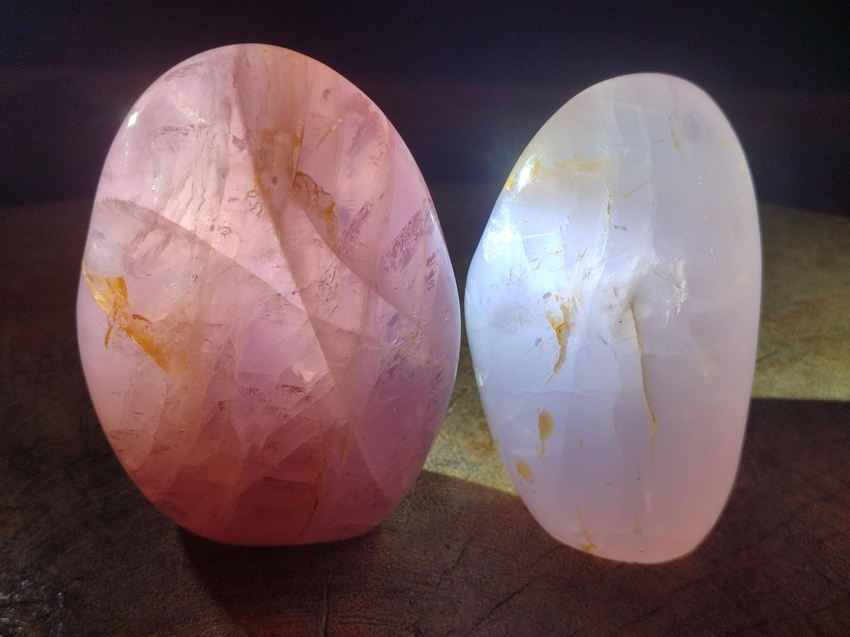 Polished Gemmy Rose Quartz Standing Display Pieces x 3 From Madagascar - Toprock Gemstones and Minerals 