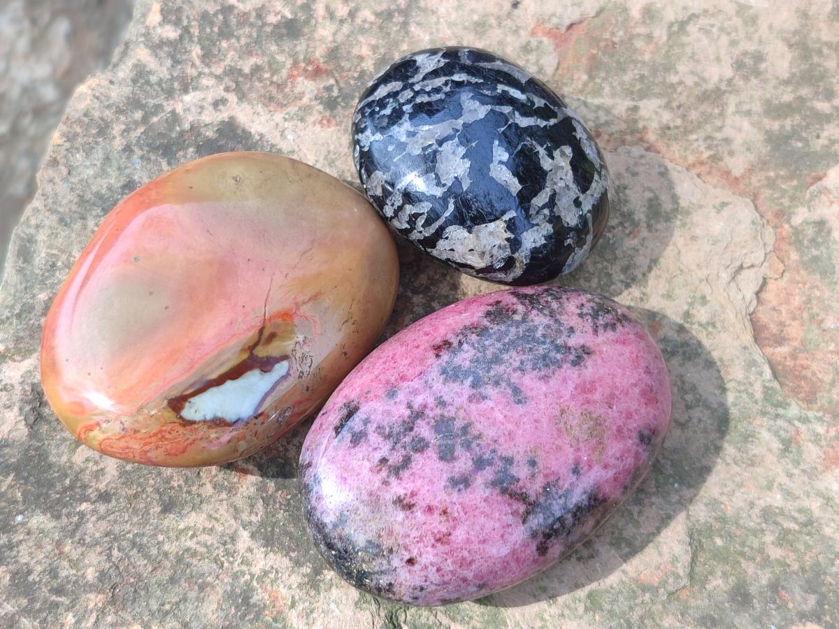 Polished Mix of Multi Mineral Galets x 24 From Madagascar - Toprock Gemstones and Minerals 