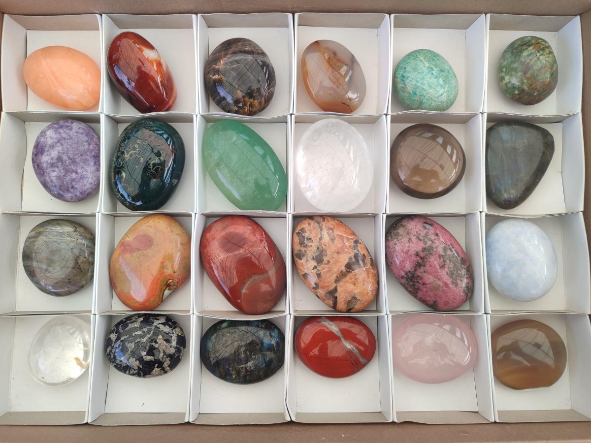 Polished Mix of Multi Mineral Galets x 24 From Madagascar - Toprock Gemstones and Minerals 