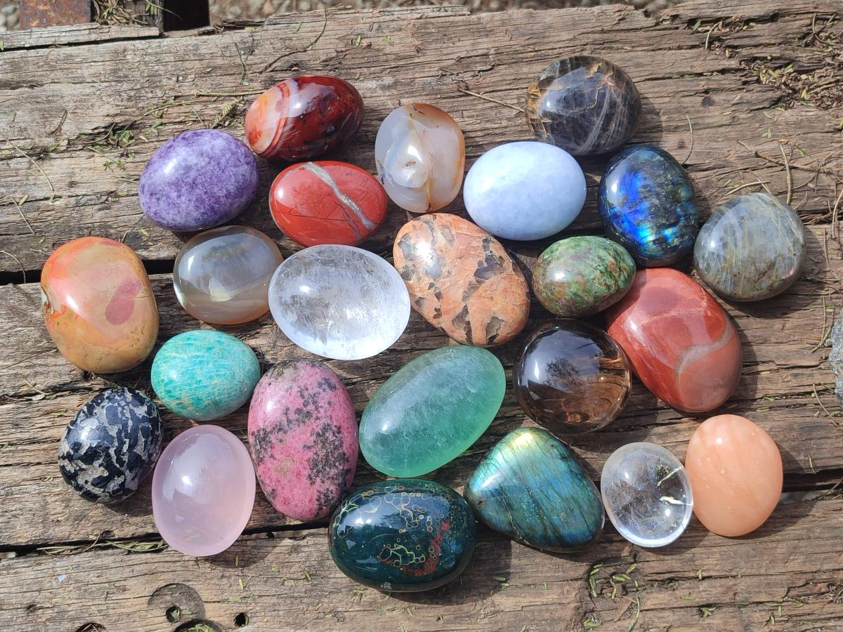 Polished Mix of Multi Mineral Galets x 24 From Madagascar - Toprock Gemstones and Minerals 
