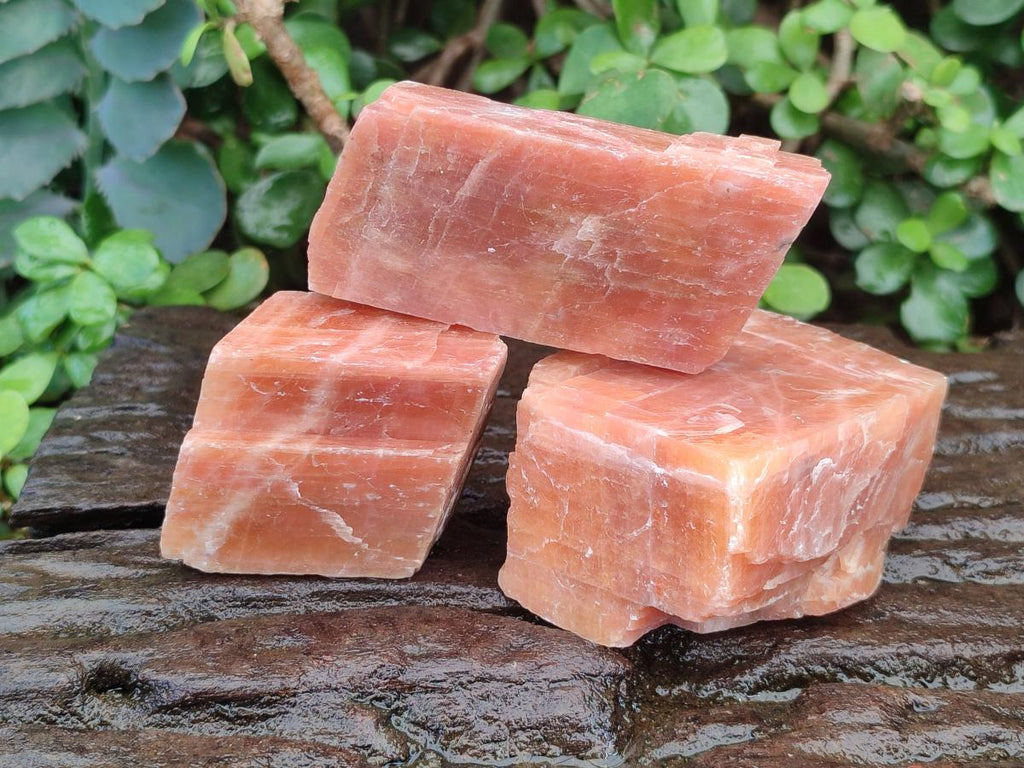Natural Rhombohedral Sunset Orange Calcite Specimens x 12 From Spitzkop, Namibia - Toprock Gemstones and Minerals 