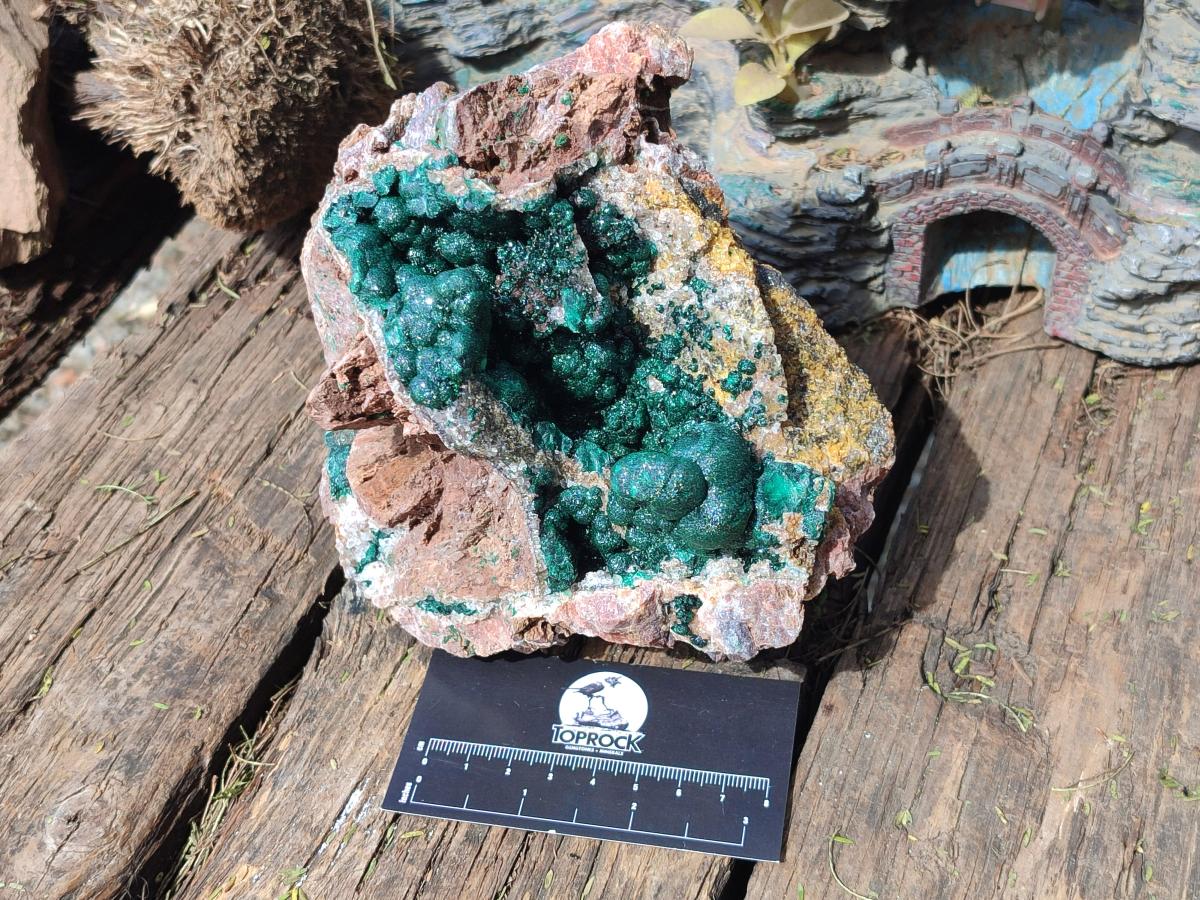 Natural Large Ball Malachite Specimen with Quartz on Dolomite x 1 From Mindingi Mine, Kambove, Congo - Toprock Gemstones and Minerals 