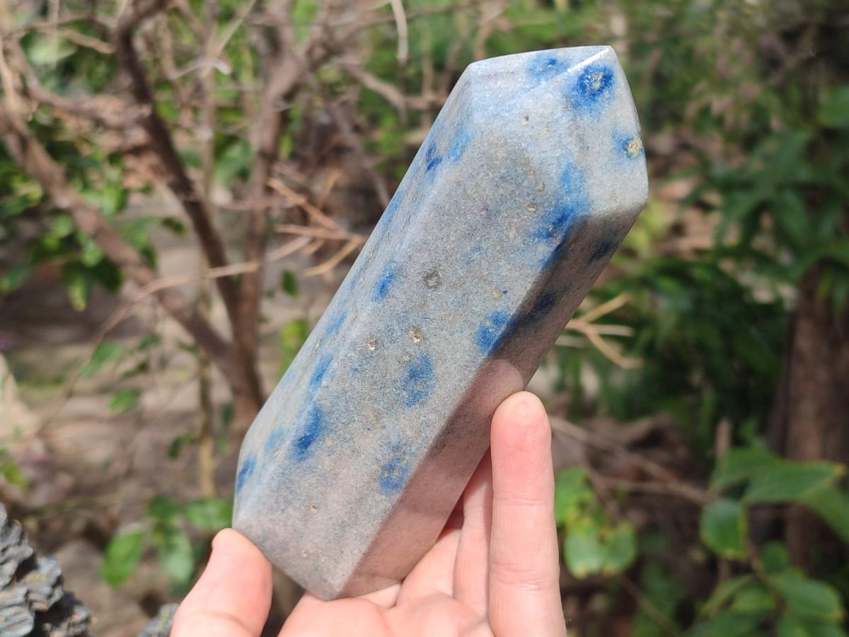 Polished Blue Spotted Spinel in Quartz Display Crystals x 3 From Madagascar - Toprock Gemstones and Minerals 