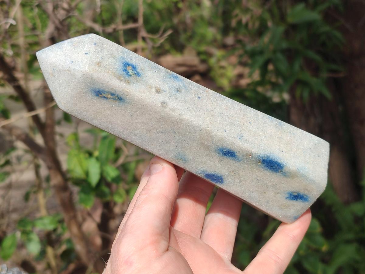 Polished Blue Spotted Spinel in Quartz Display Crystals x 3 From Madagascar - Toprock Gemstones and Minerals 