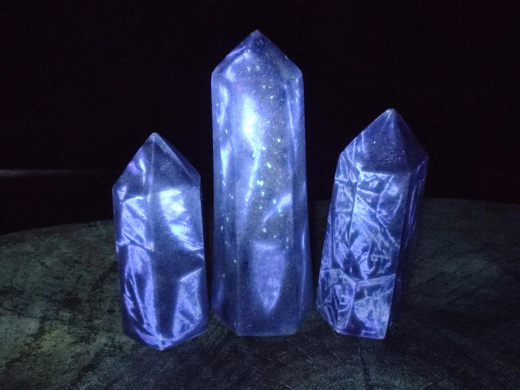 Polished Blue Spotted Spinel in Quartz Display Crystals x 3 From Madagascar - Toprock Gemstones and Minerals 