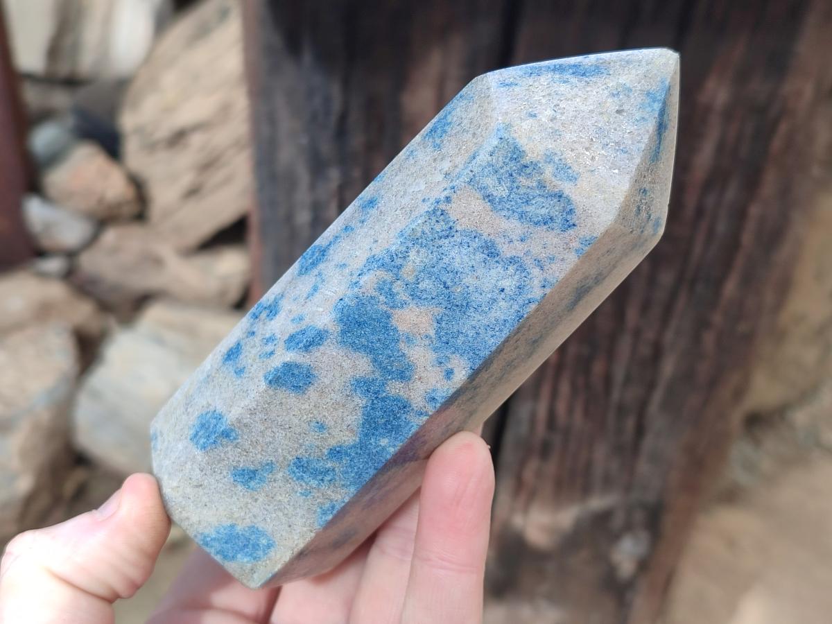 Polished Blue Spotted Spinel in Quartz Display Crystals x 3 From Madagascar - Toprock Gemstones and Minerals 