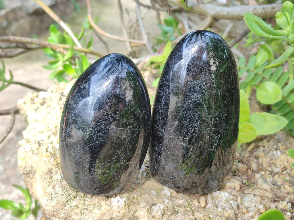 Polished Black Tourmaline Standing Display Pieces x 4 From Madagascar - Toprock Gemstones and Minerals 