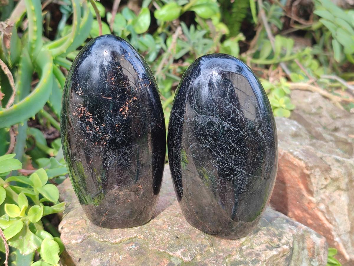 Polished Black Tourmaline Standing Display Pieces x 4 From Madagascar - Toprock Gemstones and Minerals 