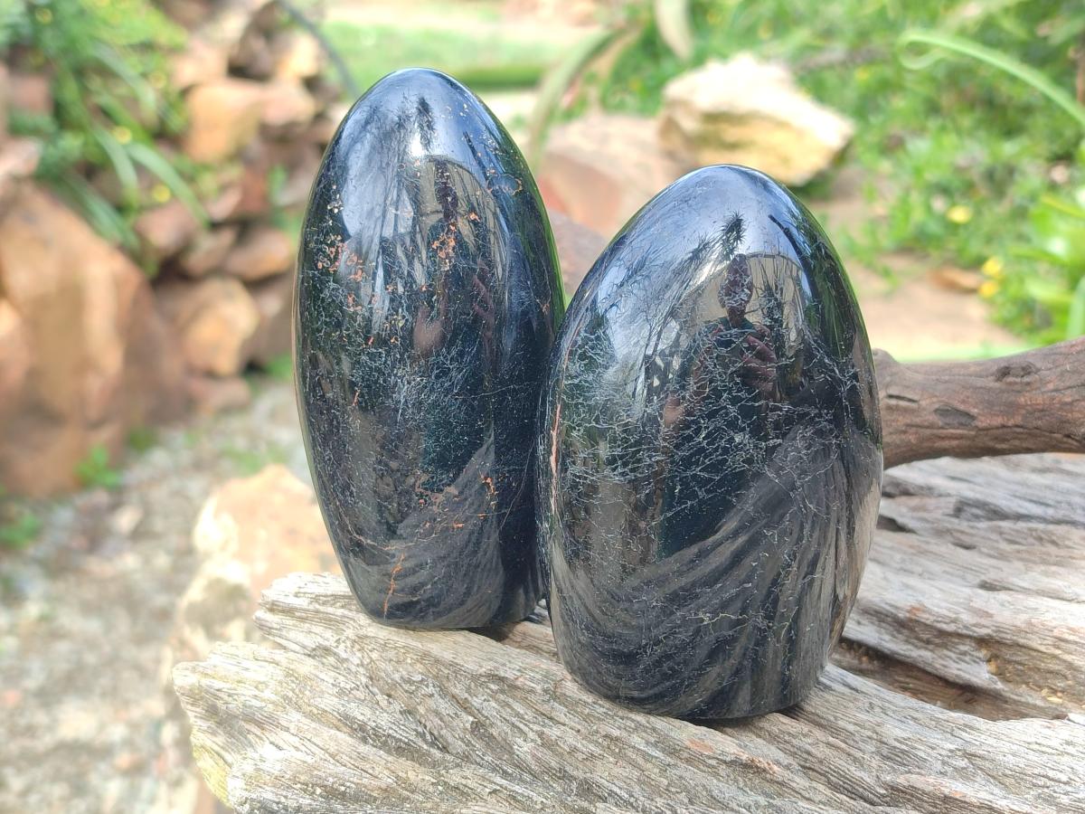 Polished Black Tourmaline Standing Display Pieces x 4 From Madagascar - Toprock Gemstones and Minerals 