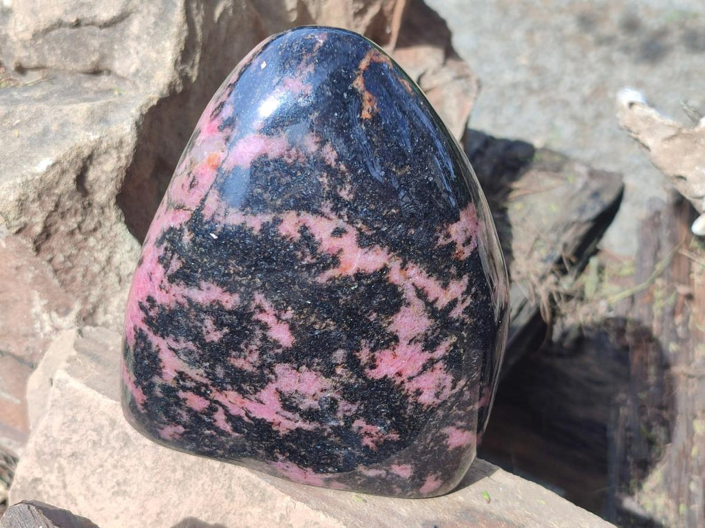 Polished Large Rhodonite Standing Display Piece x 1 From Ambindavato, Madagascar - Toprock Gemstones and Minerals 