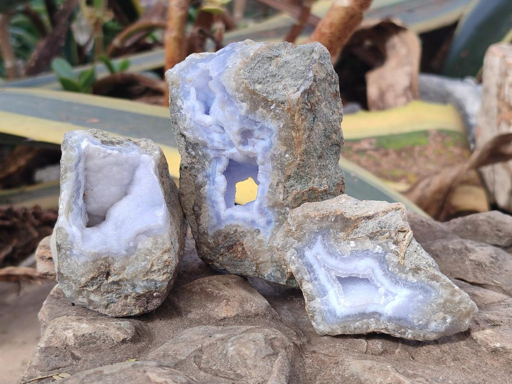 Natural Blue Lace Agate Specimens x 16 From Nsanje, Malawi - Toprock Gemstones and Minerals 