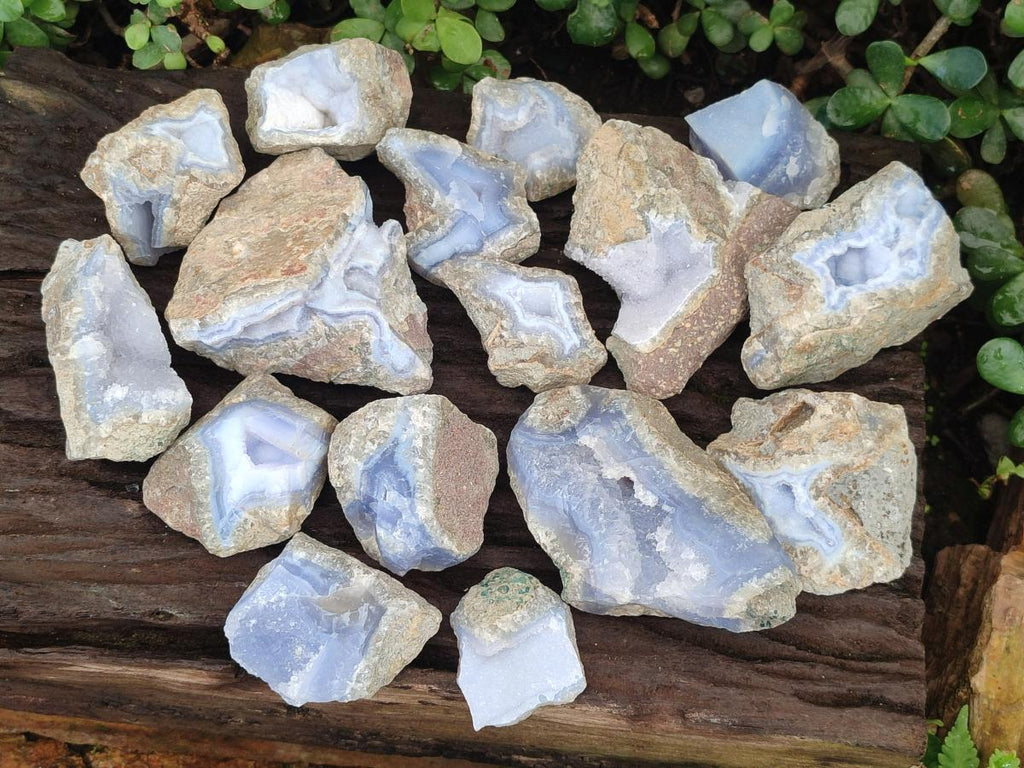 Natural Blue Lace Agate Specimens x 16 From Nsanje, Malawi - Toprock Gemstones and Minerals 