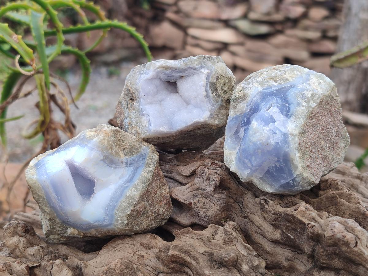 Natural Blue Lace Agate Specimens x 16 From Nsanje, Malawi - Toprock Gemstones and Minerals 