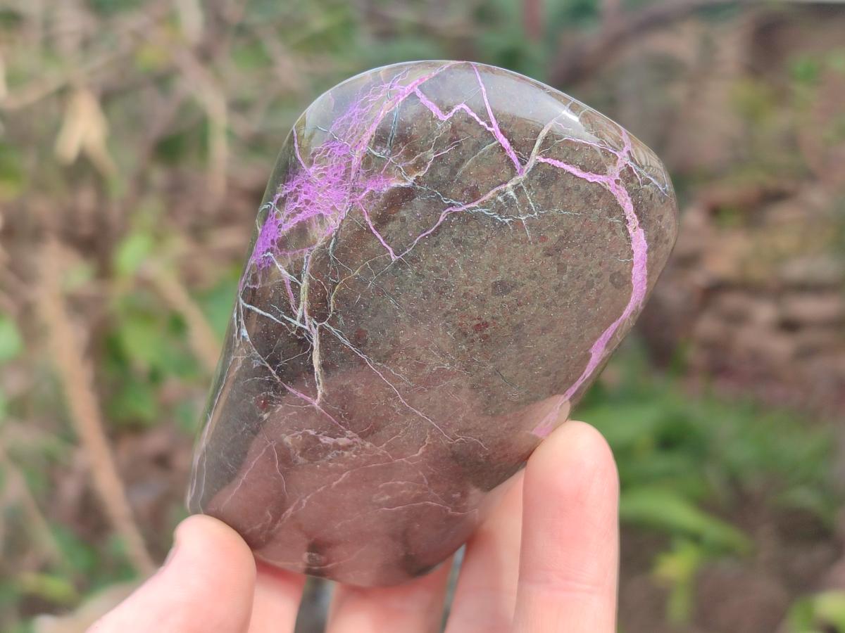 Polished Stichtite Free Form and Standing Display Pieces x 3 From Barberton, South Africa - Toprock Gemstones and Minerals 