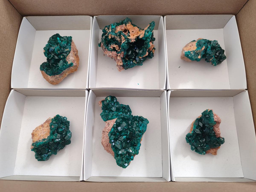 Natural Dioptase Specimens on Dolomite Matrix x 6 From Likasi, Congo - Toprock Gemstones and Minerals 