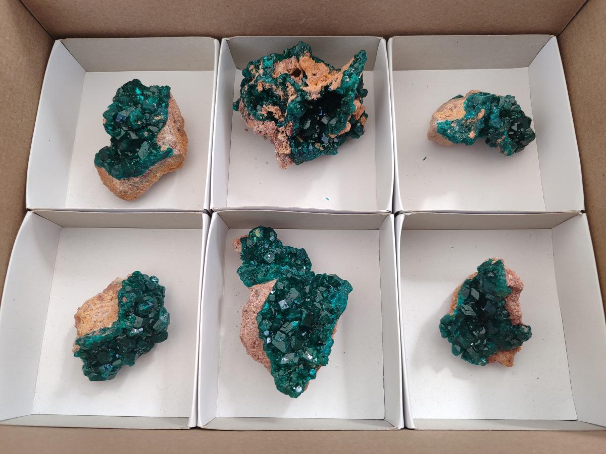 Natural Dioptase Specimens on Dolomite Matrix x 6 From Likasi, Congo - Toprock Gemstones and Minerals 