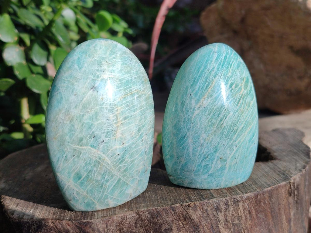 Polished Amazonite Standing Display Pieces x 12 From Madagascar - Toprock Gemstones and Minerals 