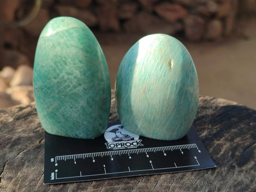 Polished Amazonite Standing Display Pieces x 12 From Madagascar - Toprock Gemstones and Minerals 