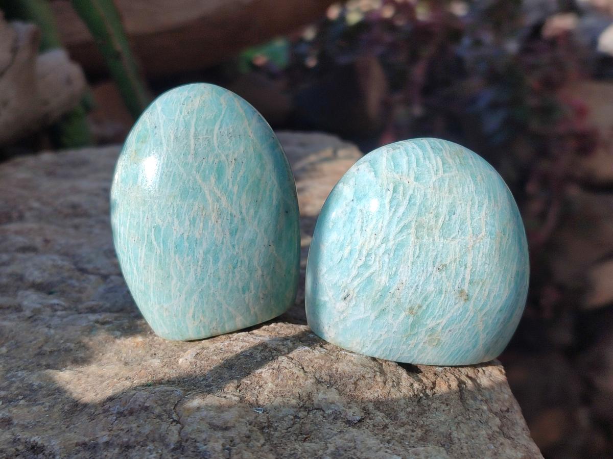 Polished Amazonite Standing Display Pieces x 12 From Madagascar - Toprock Gemstones and Minerals 