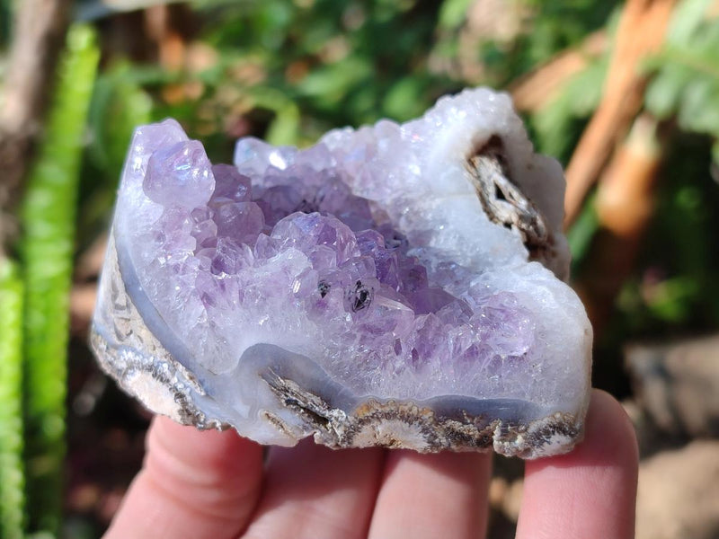 Polished and Natural Mix of Amethyst Centered Agate Pieces x 12 From Maintirano, Madagascar - Toprock Gemstones and Minerals 