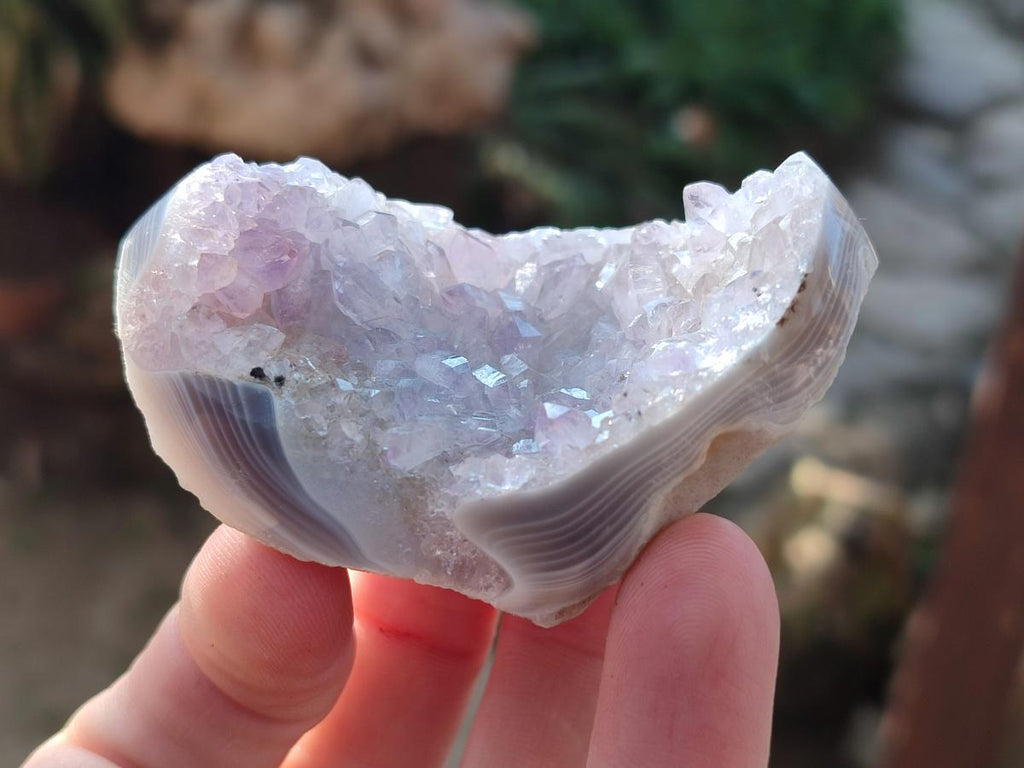 Polished and Natural Mix of Amethyst Centered Agate Pieces x 12 From Maintirano, Madagascar - Toprock Gemstones and Minerals 