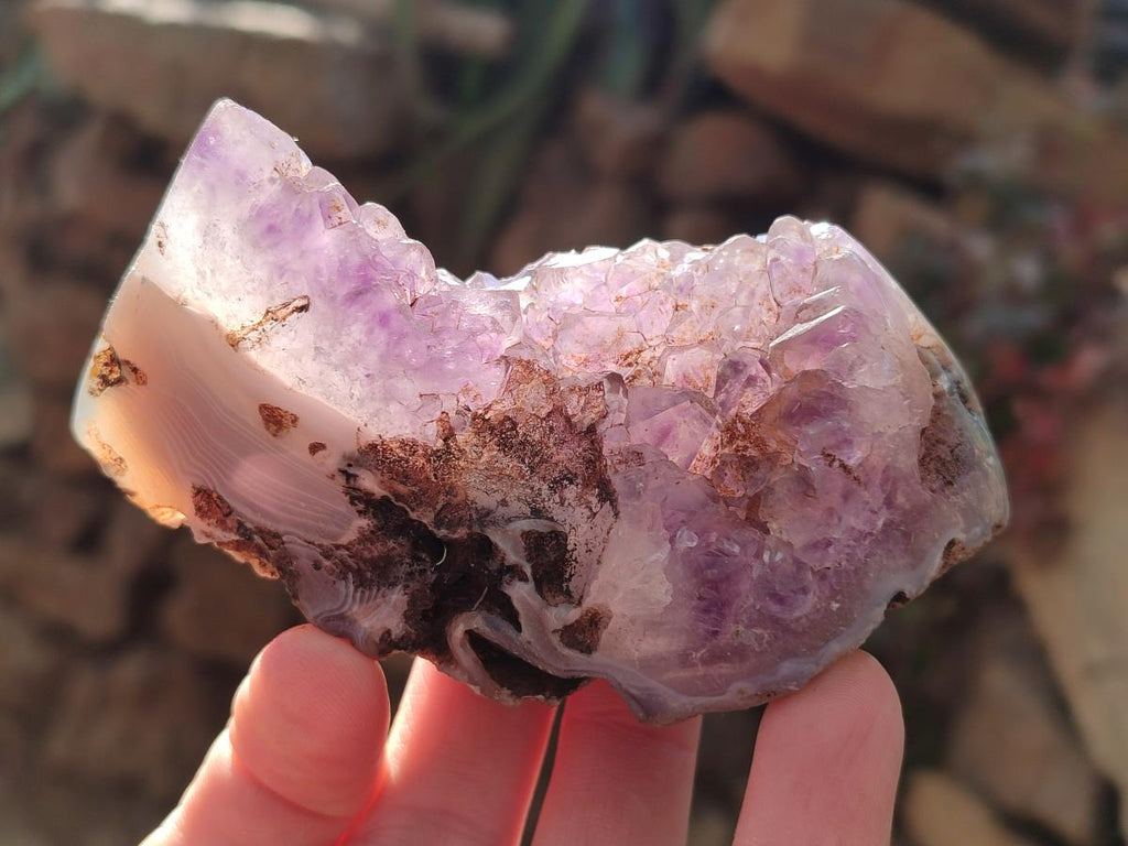 Polished and Natural Mix of Amethyst Centered Agate Pieces x 12 From Maintirano, Madagascar - Toprock Gemstones and Minerals 