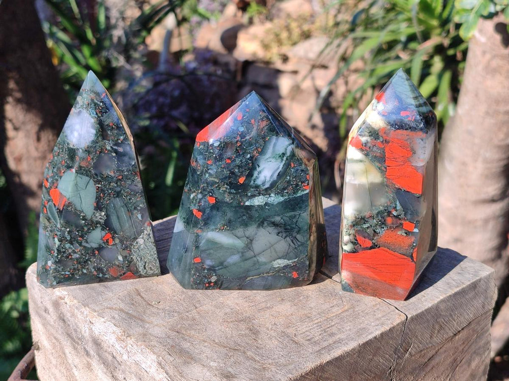 Polished Bloodstone Display Crystals x 3 From Swaziland - Toprock Gemstones and Minerals 