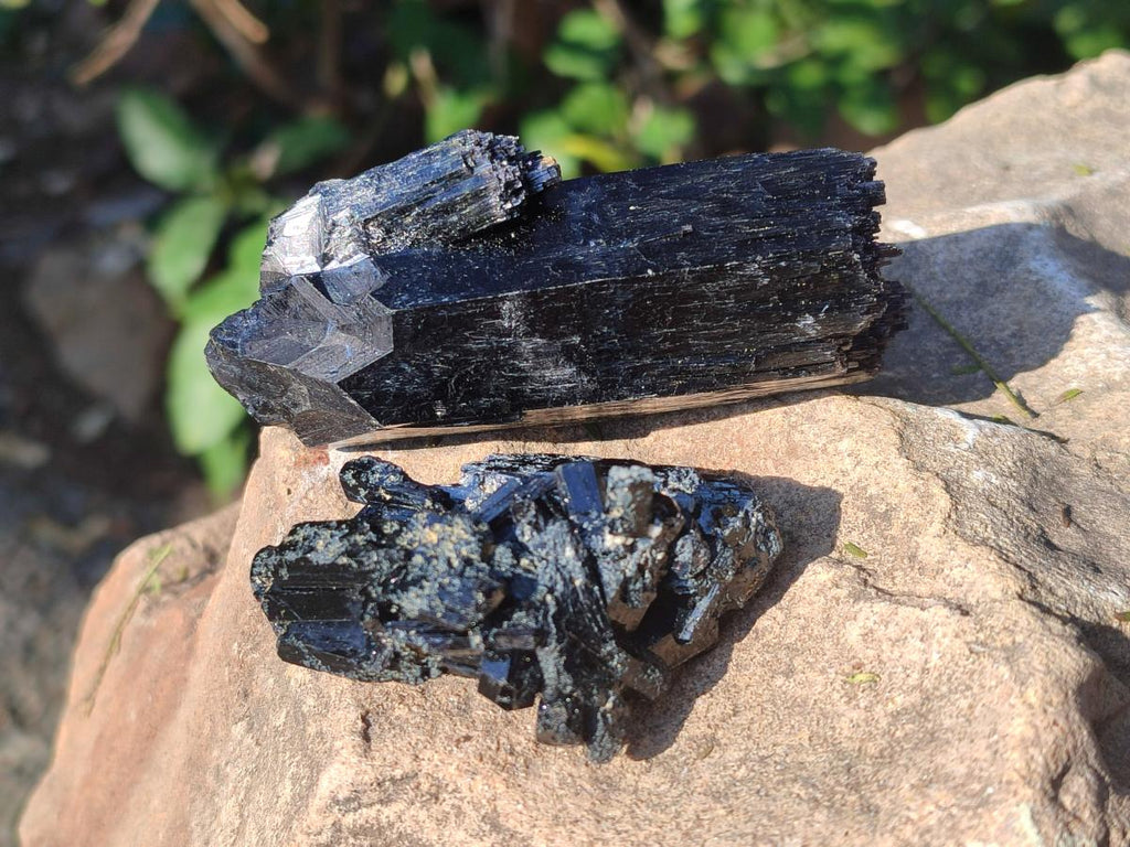 Natural Schorl Black Tourmaline Crystal Specimens x 12 From Erongo, Namibia - Toprock Gemstones and Minerals 