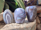 Polished and Natural Shashe River Agate Standing Display Pieces x 3 From Shashe River, Zimbabwe - Toprock Gemstones and Minerals 