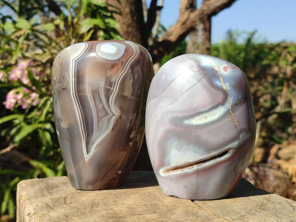 Polished and Natural Shashe River Agate Standing Display Pieces x 3 From Shashe River, Zimbabwe - Toprock Gemstones and Minerals 