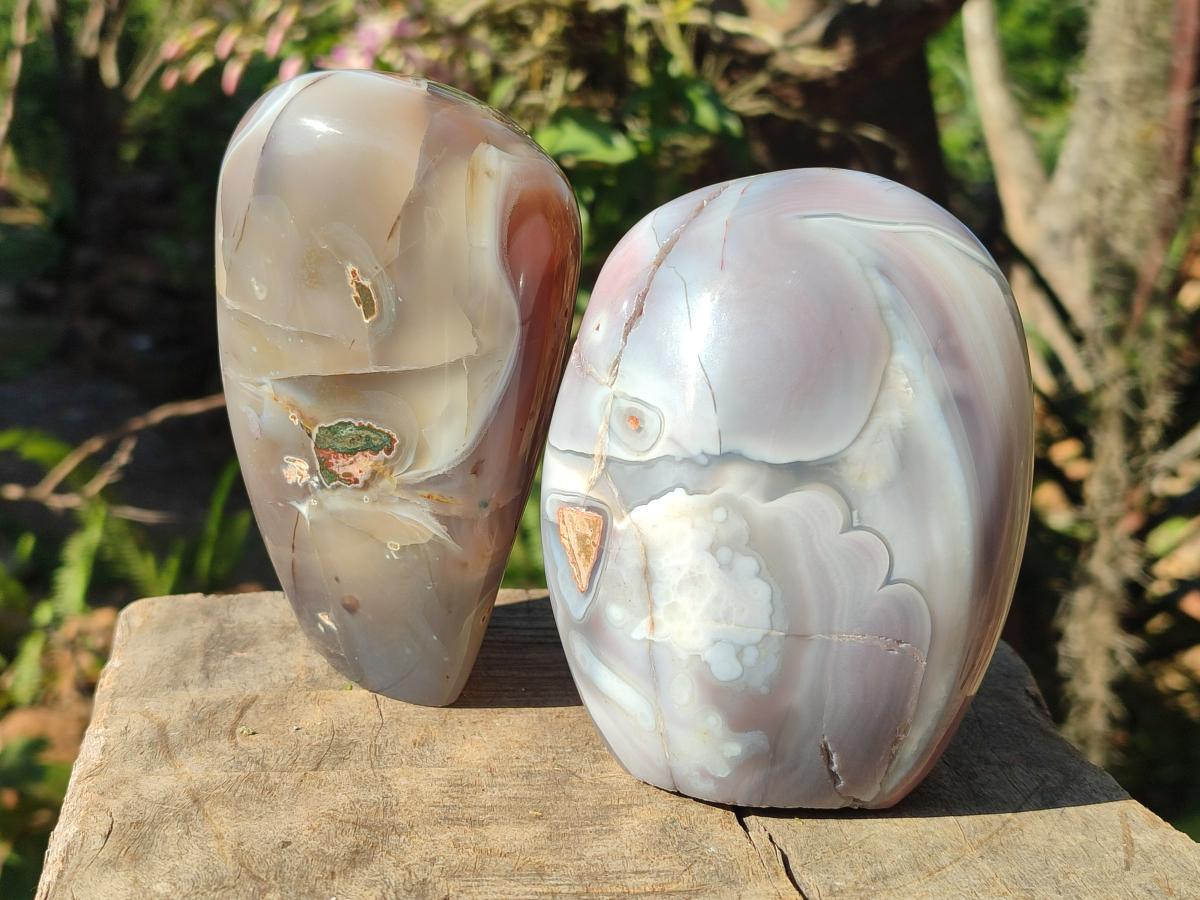 Polished and Natural Shashe River Agate Standing Display Pieces x 3 From Shashe River, Zimbabwe - Toprock Gemstones and Minerals 