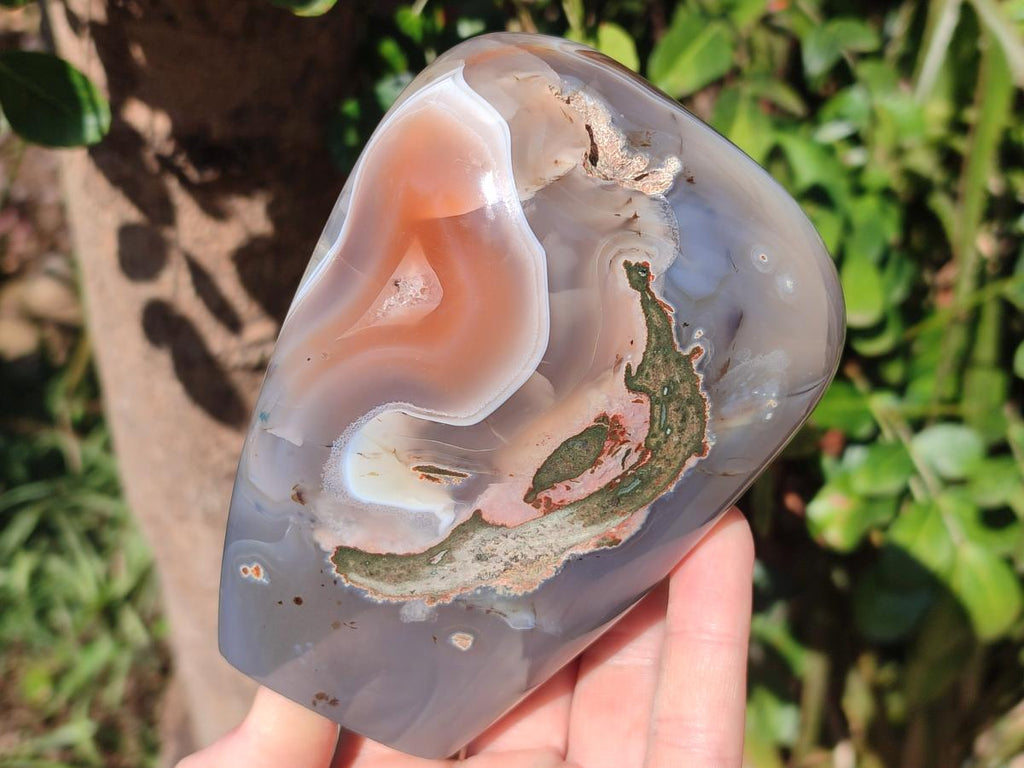 Polished and Natural Shashe River Agate Standing Display Pieces x 3 From Shashe River, Zimbabwe - Toprock Gemstones and Minerals 