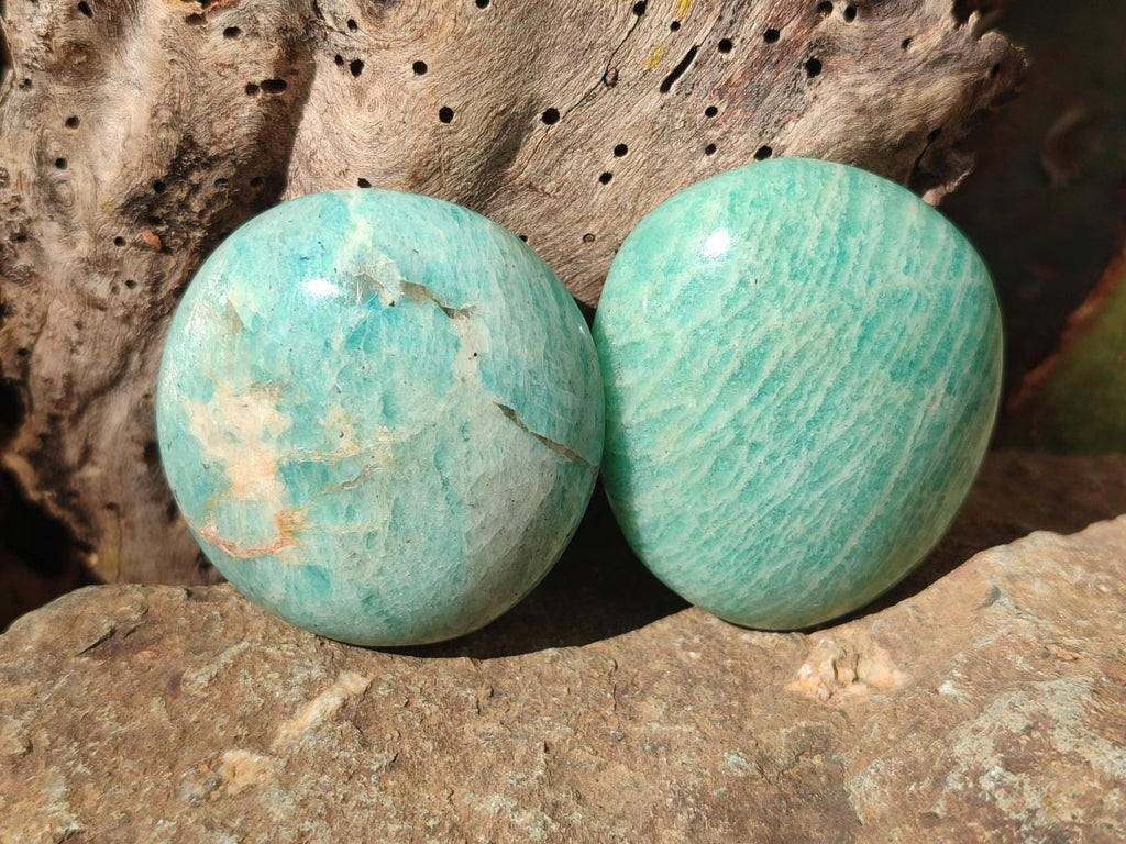 Polished Amazonite Palm Stones x 24 From Madagascar - Toprock Gemstones and Minerals 