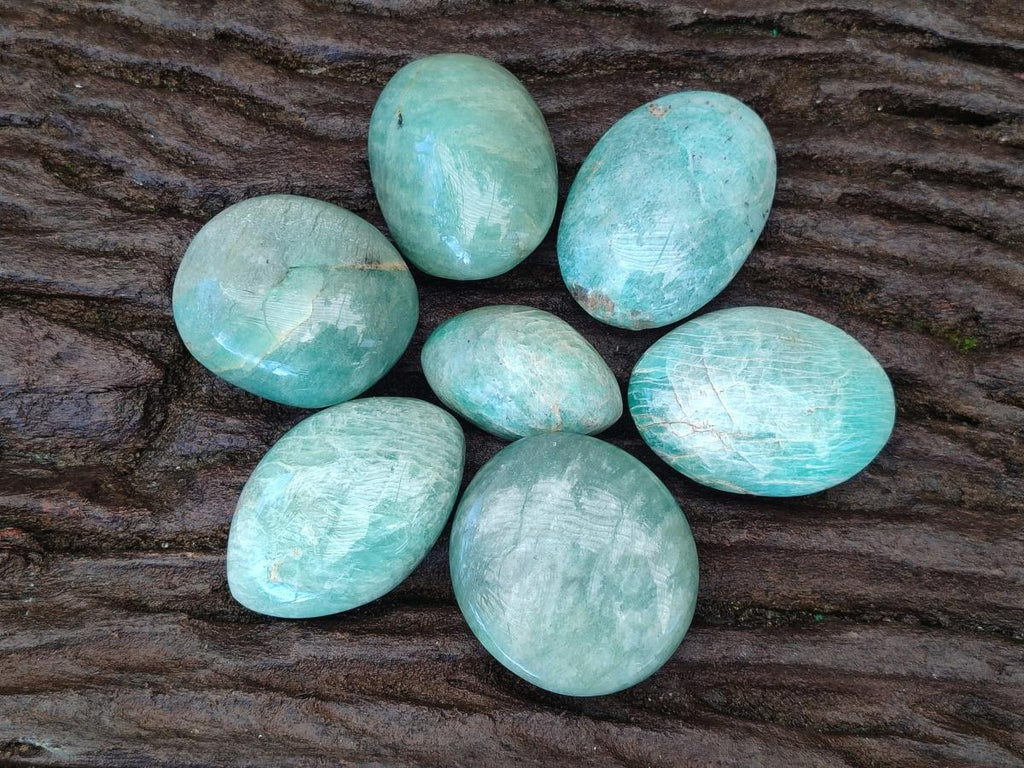 Polished Amazonite Palm Stones x 24 From Madagascar - Toprock Gemstones and Minerals 