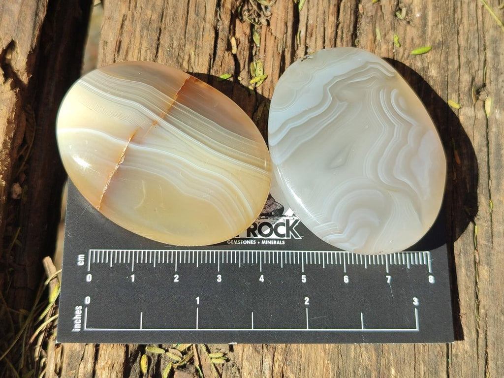Polished Banded Agate Galets x 35 From Madagascar - Toprock Gemstones and Minerals 