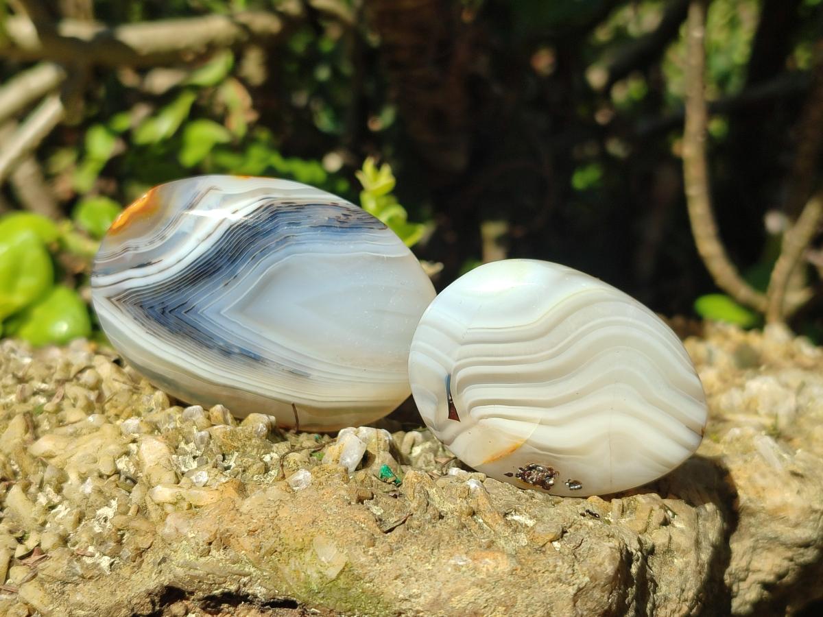 Polished Banded Agate Galets x 35 From Madagascar - Toprock Gemstones and Minerals 