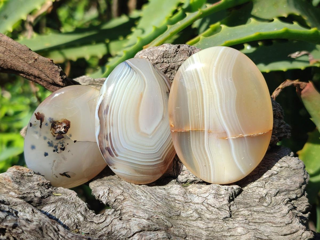 Polished Banded Agate Galets x 35 From Madagascar - Toprock Gemstones and Minerals 