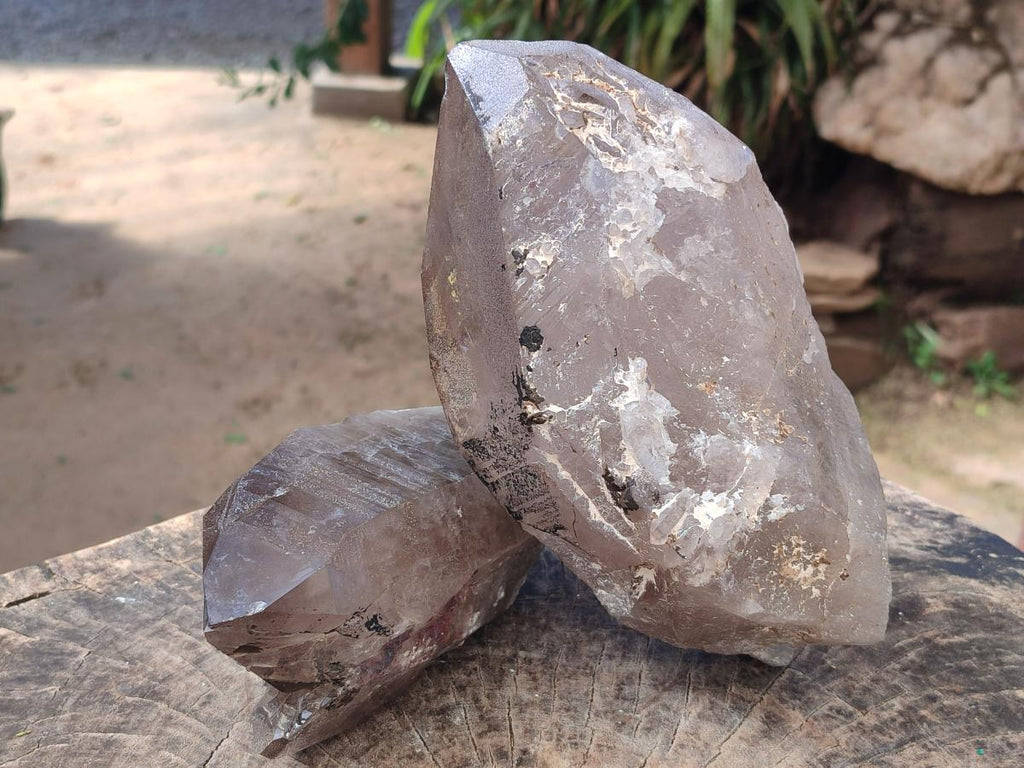 Natural Large Smokey Quartz Crystals x 2 From Mulanje, Malawi - Toprock Gemstones and Minerals 