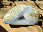 Polished and Natural Blue Lace Agate Standing Display Pieces x 2 From Nsanje, Malawi - Toprock Gemstones and Minerals 
