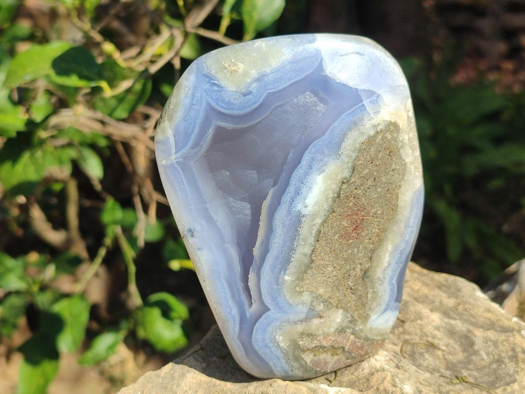 Polished and Natural Blue Lace Agate Standing Display Pieces x 2 From Nsanje, Malawi - Toprock Gemstones and Minerals 