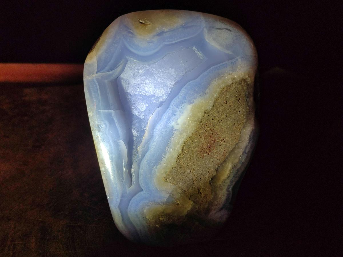 Polished and Natural Blue Lace Agate Standing Display Pieces x 2 From Nsanje, Malawi - Toprock Gemstones and Minerals 